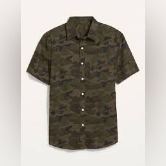 NWT Old‎ Navy Built-In Flex Patterned Everyday Short-Sleeve Shirt in Camo - Picture 1 of 5